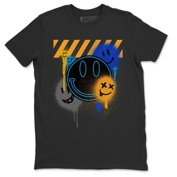 Jordan 2 OFF-WHITE Black Blue Sneaker Match Tees Smile Painting Sneaker Tees Jordan 2 OFF-WHITE Black Blue Sneaker Release Tees Unisex Shirts
