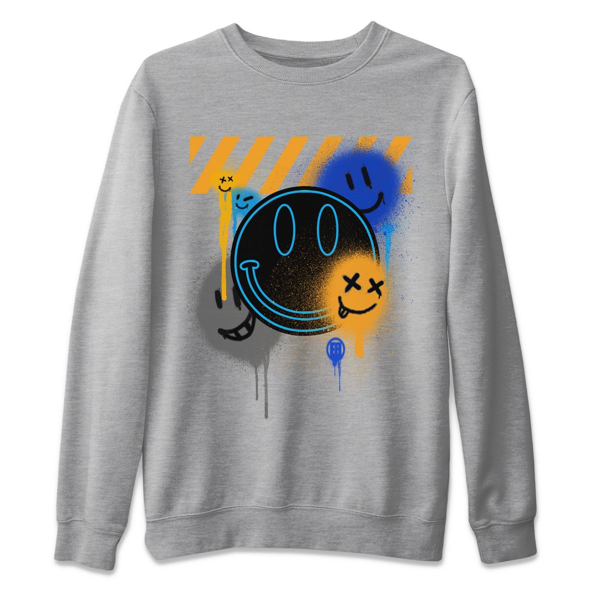 Jordan 2 OFF-WHITE Black Blue Sneaker Match Tees Smile Painting Sneaker Tees Jordan 2 OFF-WHITE Black Blue Sneaker Release Tees Unisex Shirts