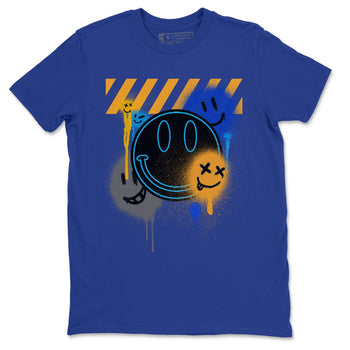 Jordan 2 OFF-WHITE Black Blue Sneaker Match Tees Smile Painting Sneaker Tees Jordan 2 OFF-WHITE Black Blue Sneaker Release Tees Unisex Shirts