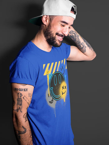 Jordan 2 OFF-WHITE Black Blue Sneaker Match Tees Smile Painting Sneaker Tees Jordan 2 OFF-WHITE Black Blue Sneaker Release Tees Unisex Shirts