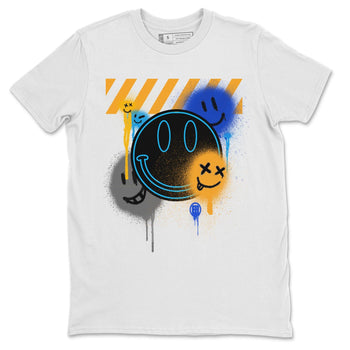 Jordan 2 OFF-WHITE Black Blue Sneaker Match Tees Smile Painting Sneaker Tees Jordan 2 OFF-WHITE Black Blue Sneaker Release Tees Unisex Shirts