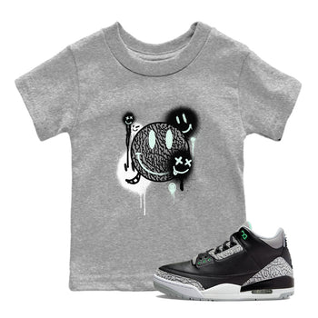 3s Green Glow shirt to match jordans Smile Painting sneaker tees Air Jordan 3 Green Glow SNRT sneaker release tees baby toddler Heather Grey 1 cotton Shirt