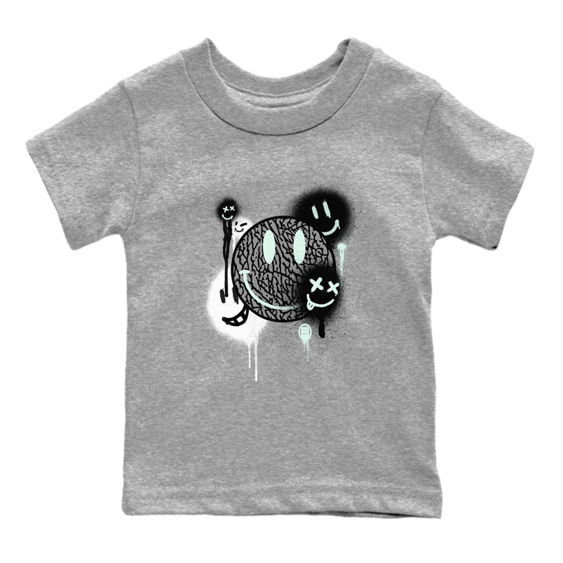 3s Green Glow shirt to match jordans Smile Painting sneaker tees Air Jordan 3 Green Glow SNRT sneaker release tees baby toddler Heather Grey 2 cotton Shirt