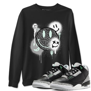 3s Green Glow shirt to match jordans Smile Painting sneaker tees Air Jordan 3 Green Glow SNRT Sneaker Release Tees unisex cotton Black 1 crew neck shirt
