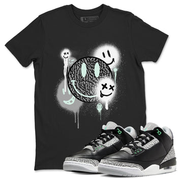 3s Green Glow shirt to match jordans Smile Painting sneaker tees Air Jordan 3 Green Glow SNRT Sneaker Release Tees unisex cotton Black 1 crew neck shirt