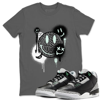 3s Green Glow shirt to match jordans Smile Painting sneaker tees Air Jordan 3 Green Glow SNRT Sneaker Release Tees unisex cotton Cool Grey 1 crew neck shirt