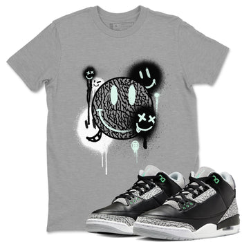 3s Green Glow shirt to match jordans Smile Painting sneaker tees Air Jordan 3 Green Glow SNRT Sneaker Release Tees unisex cotton Heather Grey 1 crew neck shirt