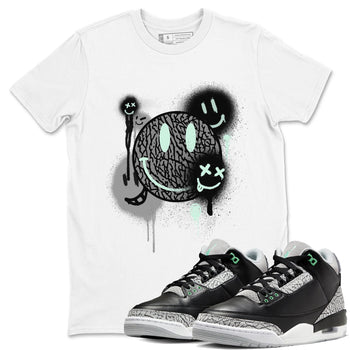 3s Green Glow shirt to match jordans Smile Painting sneaker tees Air Jordan 3 Green Glow SNRT Sneaker Release Tees unisex cotton White 1 crew neck shirt