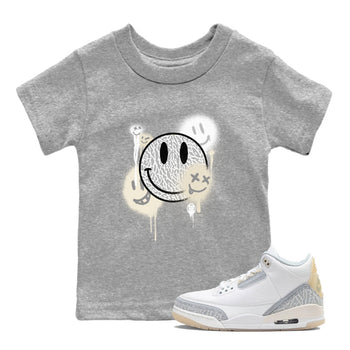 Smile Painting sneaker match tees to Ivory 3s street fashion brand for shirts to match Jordans SNRT Sneaker Tees Air Jordan 3 Craft 'Ivory' unisex t-shirt Heather Grey 1 youth shirt