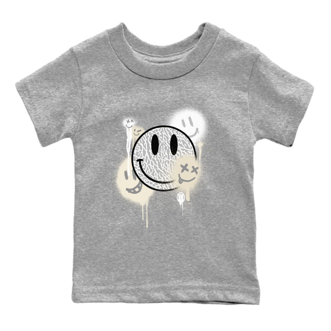 Smile Painting sneaker match tees to Ivory 3s street fashion brand for shirts to match Jordans SNRT Sneaker Tees Air Jordan 3 Craft 'Ivory' unisex t-shirt Heather Grey 2 youth shirt