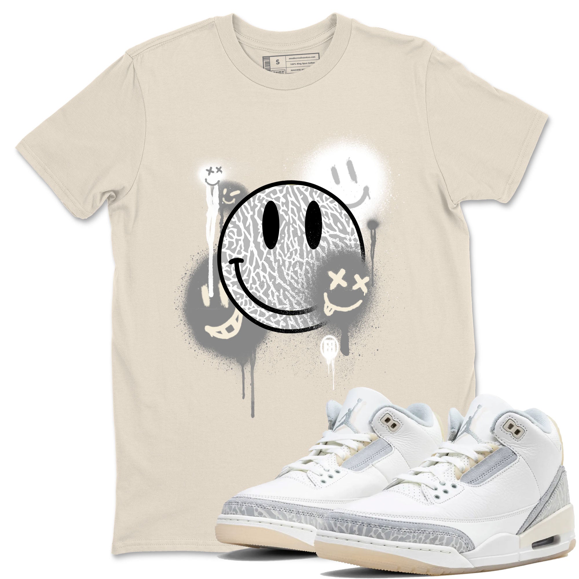 Smile Painting sneaker match tees to Ivory 3s street fashion brand for shirts to match Jordans SNRT Sneaker Tees Air Jordan 3 Craft 'Ivory' unisex t-shirt Natural 1 unisex shirt
