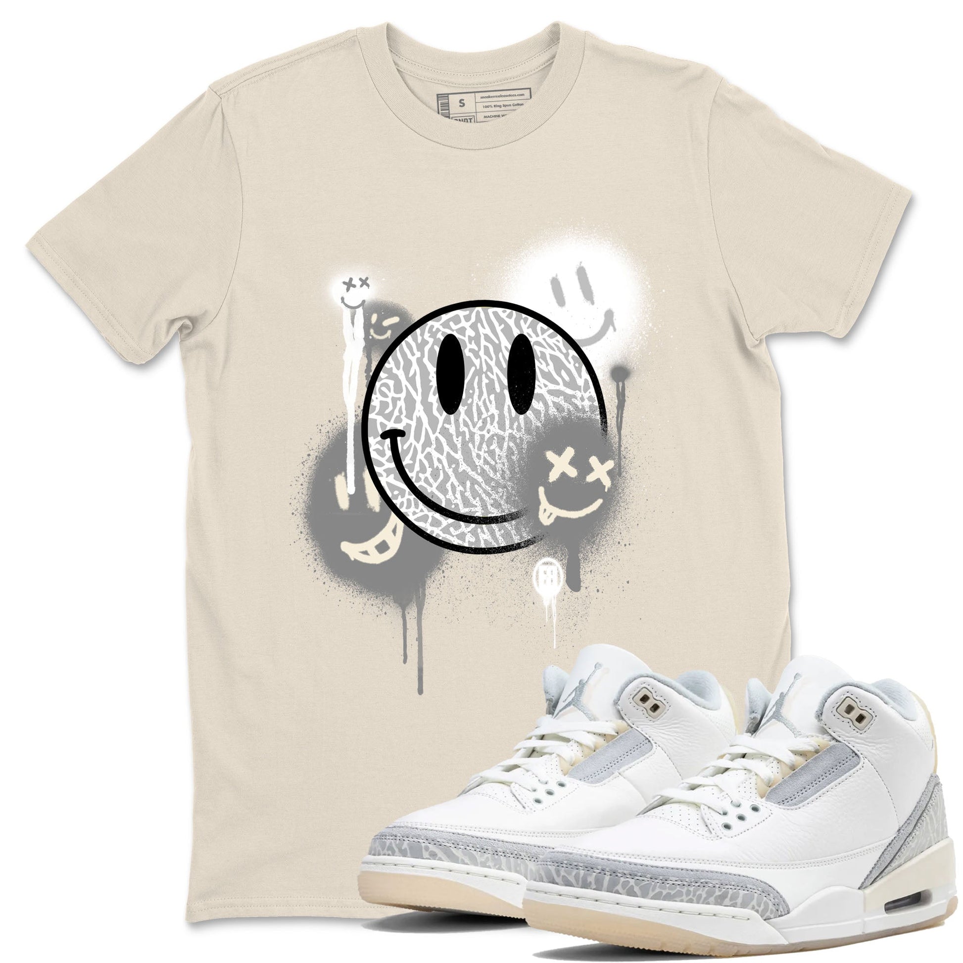 Smile Painting sneaker match tees to Ivory 3s street fashion brand for shirts to match Jordans SNRT Sneaker Tees Air Jordan 3 Craft 'Ivory' unisex t-shirt Natural 1 unisex shirt