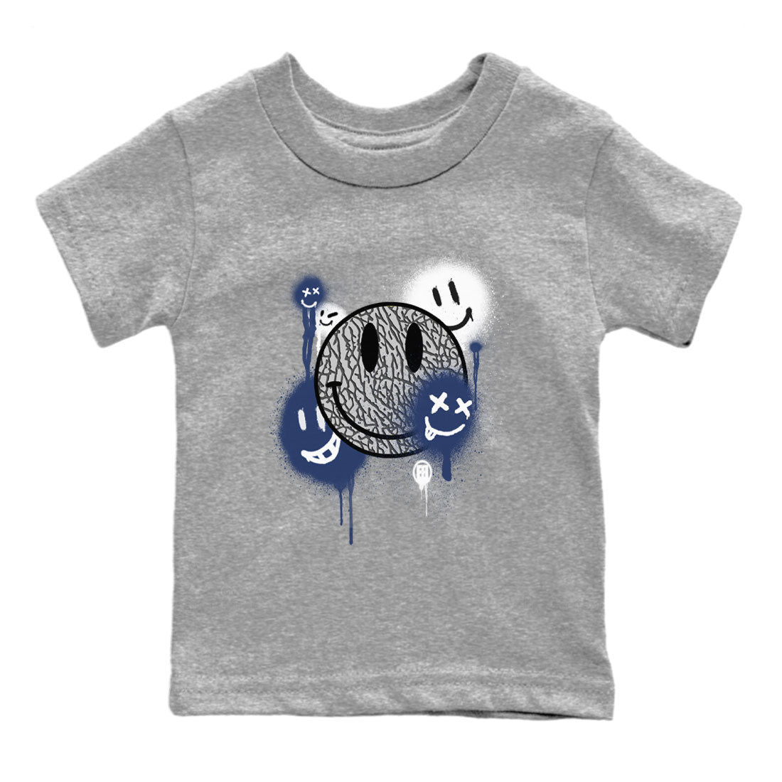 3s Midnight Navy shirt to match jordans Smile Painting sneaker match tee Air Jordan 3 Midnight Navy SNRT Sneaker Tees baby toddler Heather Grey 2 cotton Shirt