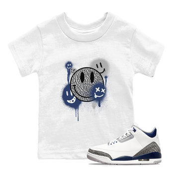 3s Midnight Navy shirt to match jordans Smile Painting sneaker match tee Air Jordan 3 Midnight Navy SNRT Sneaker Tees baby toddler White 1 cotton Shirt