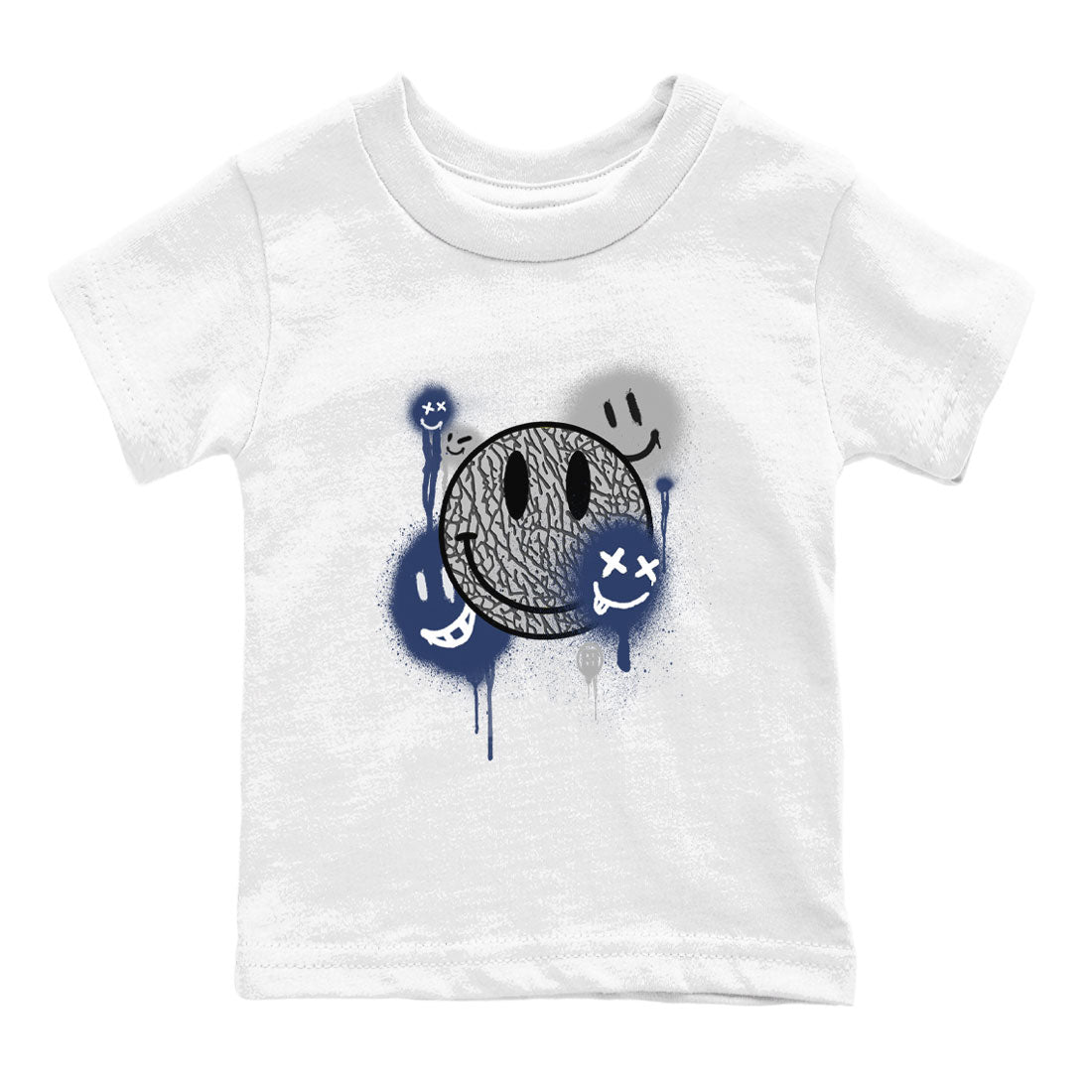 3s Midnight Navy shirt to match jordans Smile Painting sneaker match tee Air Jordan 3 Midnight Navy SNRT Sneaker Tees baby toddler White 2 cotton Shirt