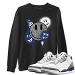 3s Midnight Navy shirt to match jordans Smile Painting sneaker match tee Air Jordan 3 Midnight Navy SNRT Sneaker Tees unisex cotton Black 1 crew neck shirt