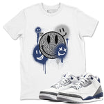 3s Midnight Navy shirt to match jordans Smile Painting sneaker match tee Air Jordan 3 Midnight Navy SNRT Sneaker Tees unisex cotton White 1 crew neck shirt