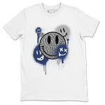 3s Midnight Navy shirt to match jordans Smile Painting sneaker match tee Air Jordan 3 Midnight Navy SNRT Sneaker Tees unisex cotton White 2 crew neck shirt