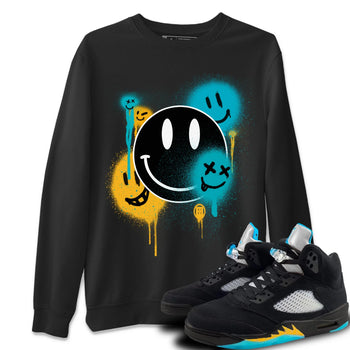 Jordan 5 Aqua Sneaker Match Tees Smile Painting Sneaker Tees Jordan 5 Aqua Sneaker Release Tees Unisex Shirts