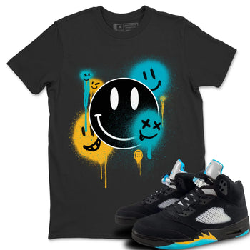 Jordan 5 Aqua Sneaker Match Tees Smile Painting Sneaker Tees Jordan 5 Aqua Sneaker Release Tees Unisex Shirts