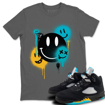 Jordan 5 Aqua Sneaker Match Tees Smile Painting Sneaker Tees Jordan 5 Aqua Sneaker Release Tees Unisex Shirts