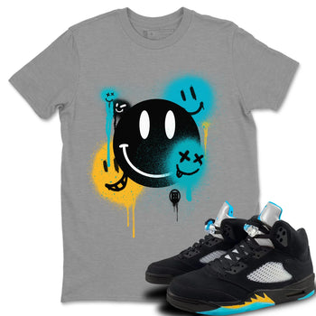 Jordan 5 Aqua Sneaker Match Tees Smile Painting Sneaker Tees Jordan 5 Aqua Sneaker Release Tees Unisex Shirts