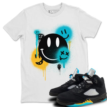 Jordan 5 Aqua Sneaker Match Tees Smile Painting Sneaker Tees Jordan 5 Aqua Sneaker Release Tees Unisex Shirts