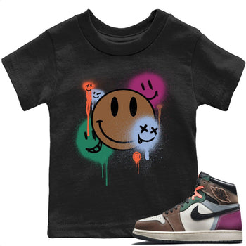 Jordan 1 Hand Crafted Sneaker Match Tees Smile Painting Sneaker Tees Jordan 1 Hand Crafted Sneaker Release Tees Kids Shirts