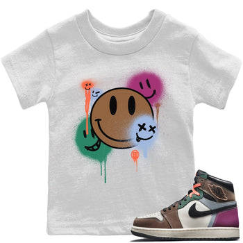Jordan 1 Hand Crafted Sneaker Match Tees Smile Painting Sneaker Tees Jordan 1 Hand Crafted Sneaker Release Tees Kids Shirts