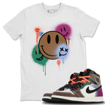 Jordan 1 Hand Crafted Sneaker Match Tees Smile Painting Sneaker Tees Jordan 1 Hand Crafted Sneaker Release Tees Unisex Shirts