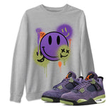 Jordan 4 Canyon Purple Sneaker Match Tees Smile Painting Sneaker Tees Jordan 4 Canyon Purple Sneaker Release Tees Unisex Shirts