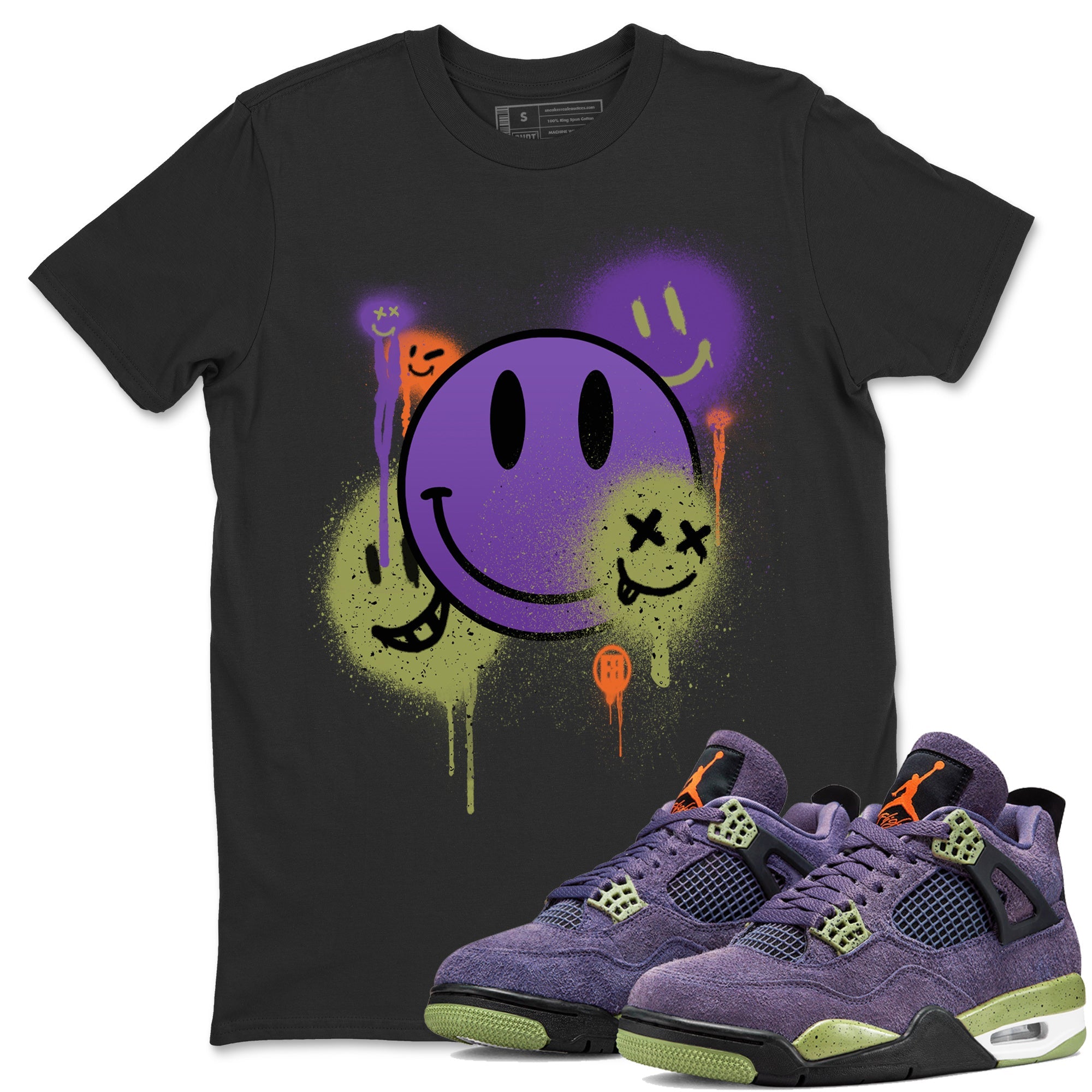 Jordan 4 Canyon Purple Sneaker Match Tees Smile Painting Sneaker Tees Jordan 4 Canyon Purple Sneaker Release Tees Unisex Shirts