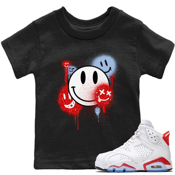 Jordan 6 Red Velvet Cookies Sneaker Match Tees Smile Painting Sneaker Tees Jordan 6 Red Velvet Cookies Sneaker Release Tees Kids Shirts