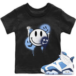 Jordan 6 UNC Sneaker Match Tees Smile Painting Sneaker Tees Jordan 6 UNC Sneaker Release Tees Kids Shirts