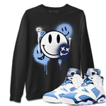 Jordan 6 UNC Sneaker Match Tees Smile Painting Sneaker Tees Jordan 6 UNC Sneaker Release Tees Unisex Shirts