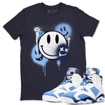 Jordan 6 UNC Sneaker Match Tees Smile Painting Sneaker Tees Jordan 6 UNC Sneaker Release Tees Unisex Shirts