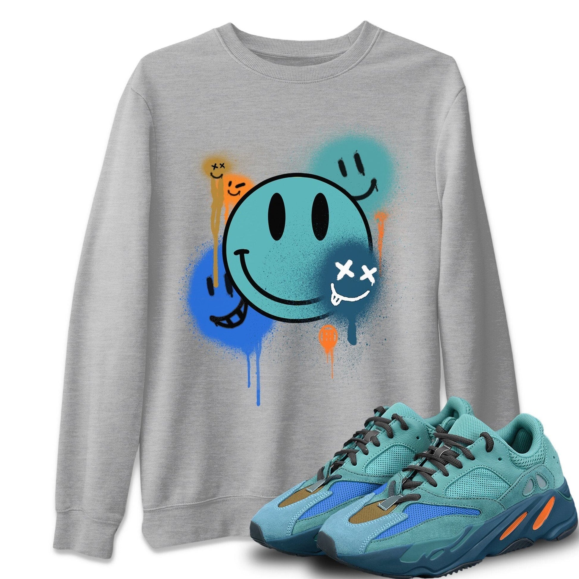 Yeezy 700 Faded Azure Sneaker Match Tees Smile Painting Sneaker Tees Yeezy 700 Faded Azure Sneaker Release Tees Unisex Shirts