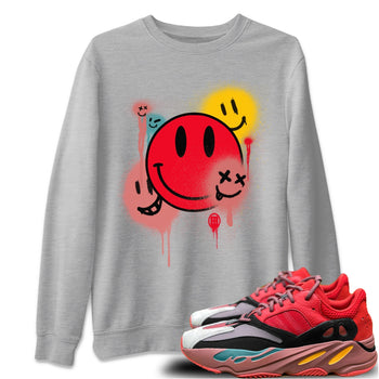 Yeezy 700 Hi-Res Red Sneaker Match Tees Smile Painting Sneaker Tees Yeezy 700 Hi-Res Red Sneaker Release Tees Unisex Shirts