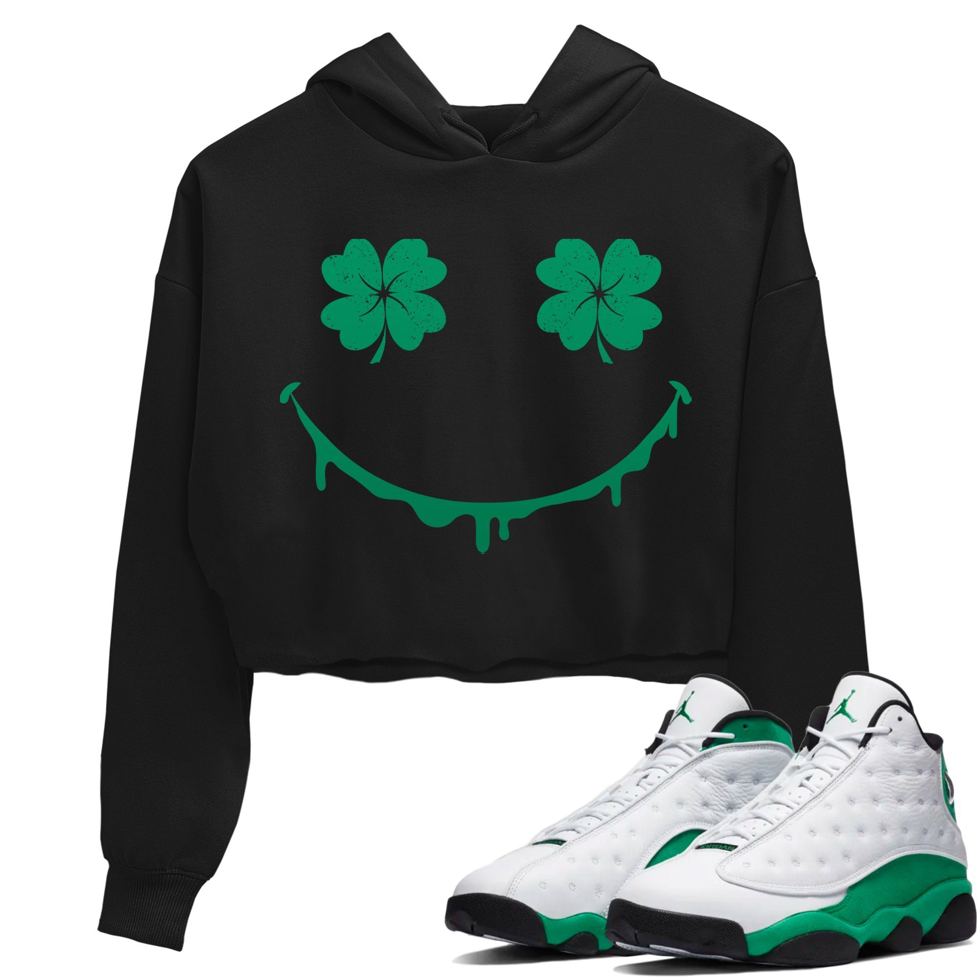 Jordan 13 Lucky Green Sneaker Match Tees Smiley Face Sneaker Tees Jordan 13 Lucky Green Sneaker Release Tees Women's Shirts