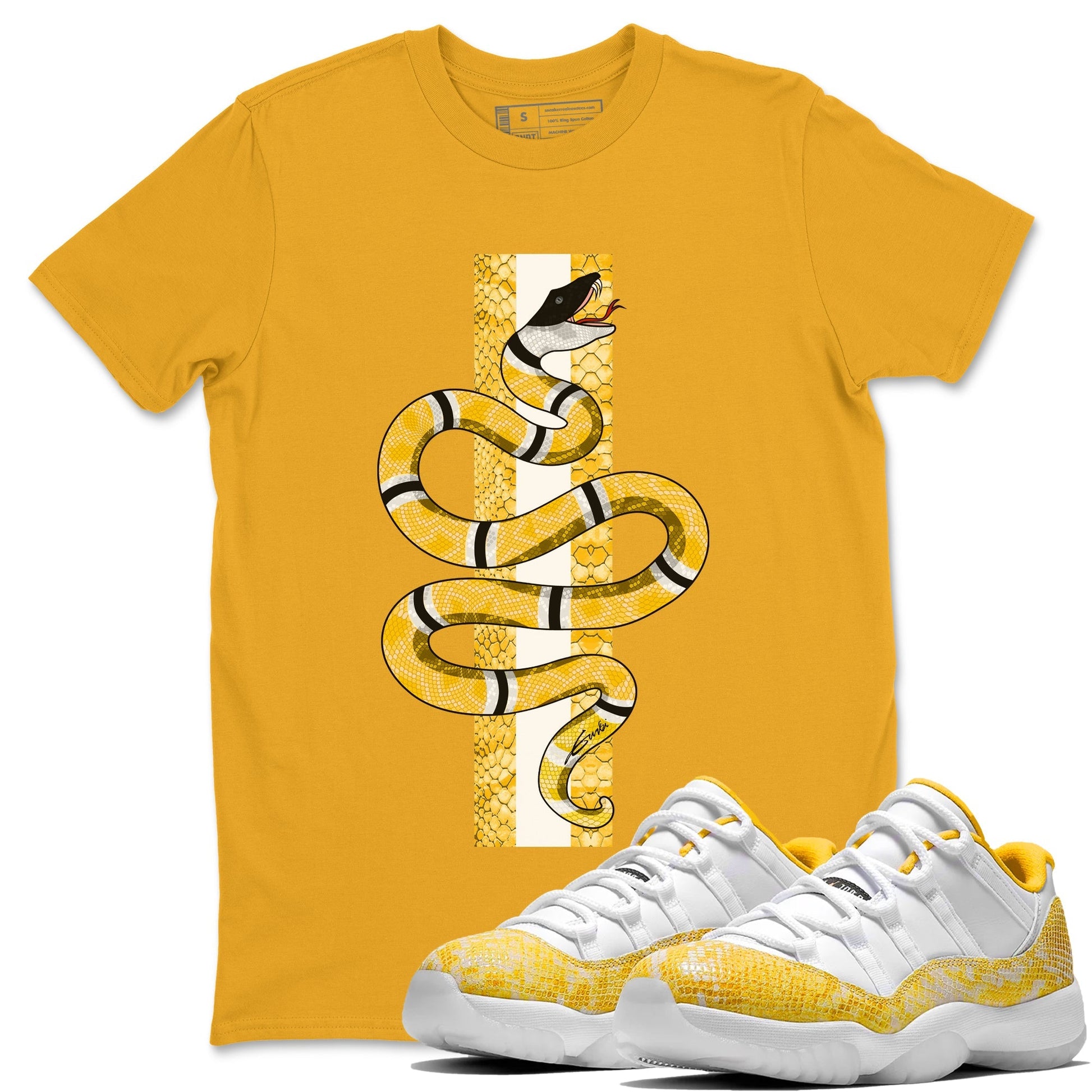 Jordan 11 Yellow Python Sneaker Match Tees Snake Sneaker Tees Jordan 11 Yellow Python Sneaker Release Tees Unisex Shirts