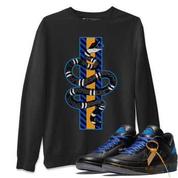 Jordan 2 OFF-WHITE Black Blue Sneaker Match Tees Snake Sneaker Tees Jordan 2 OFF-WHITE Black Blue Sneaker Release Tees Unisex Shirts