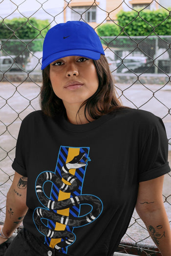 Jordan 2 OFF-WHITE Black Blue Sneaker Match Tees Snake Sneaker Tees Jordan 2 OFF-WHITE Black Blue Sneaker Release Tees Unisex Shirts