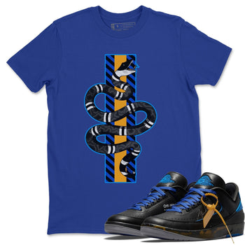 Jordan 2 OFF-WHITE Black Blue Sneaker Match Tees Snake Sneaker Tees Jordan 2 OFF-WHITE Black Blue Sneaker Release Tees Unisex Shirts
