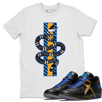 Jordan 2 OFF-WHITE Black Blue Sneaker Match Tees Snake Sneaker Tees Jordan 2 OFF-WHITE Black Blue Sneaker Release Tees Unisex Shirts