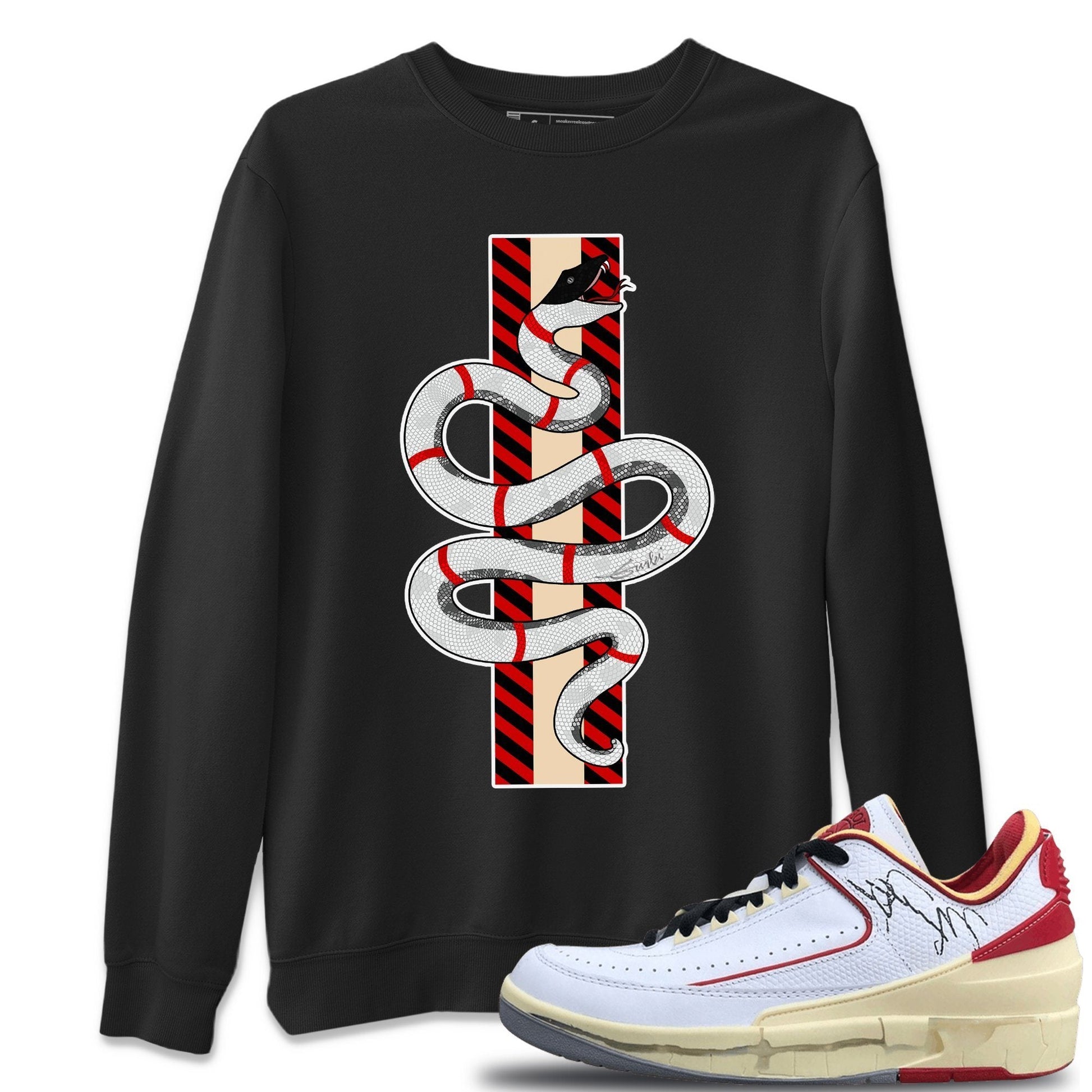 Jordan 2 OFF-WHITE Varsity Red Sneaker Match Tees Snake Sneaker Tees Jordan 2 OFF-WHITE Varsity Red Sneaker Release Tees Unisex Shirts