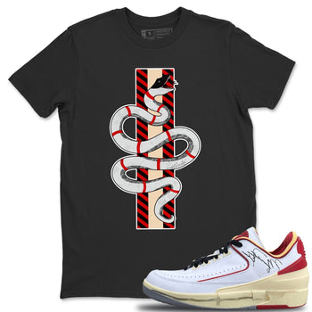 Jordan 2 OFF-WHITE Varsity Red Sneaker Match Tees Snake Sneaker Tees Jordan 2 OFF-WHITE Varsity Red Sneaker Release Tees Unisex Shirts