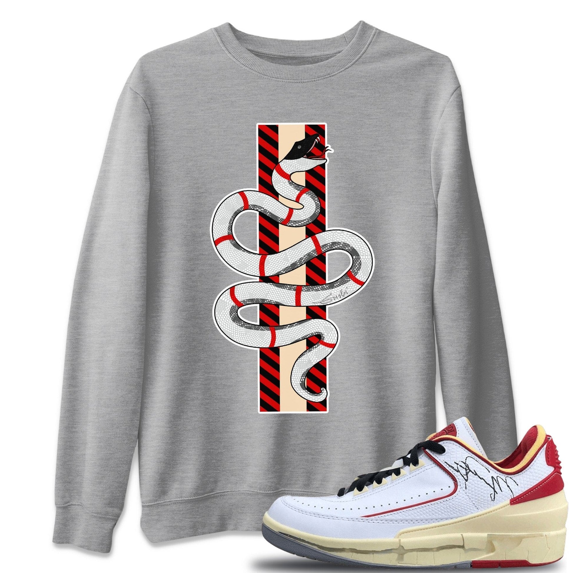 Jordan 2 OFF-WHITE Varsity Red Sneaker Match Tees Snake Sneaker Tees Jordan 2 OFF-WHITE Varsity Red Sneaker Release Tees Unisex Shirts