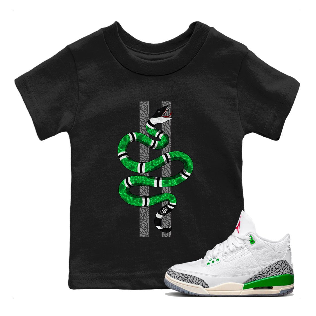 Air Jordan 3 Lucky Green Sneaker Match Tees Snake Sneaker Tees Jordan 3 Retro Lucky Green Sneaker Release Tees Kids Shirts Black 1