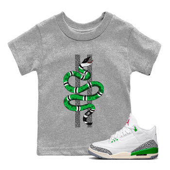 Air Jordan 3 Lucky Green Sneaker Match Tees Snake Sneaker Tees Jordan 3 Retro Lucky Green Sneaker Release Tees Kids Shirts Heather Grey 1