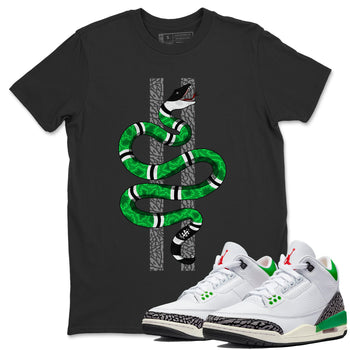 Air Jordan 3 Lucky Green Sneaker Match Tees Snake Sneaker Tees Jordan 3 Retro Lucky Green Sneaker Release Tees Unisex Shirts Black 1